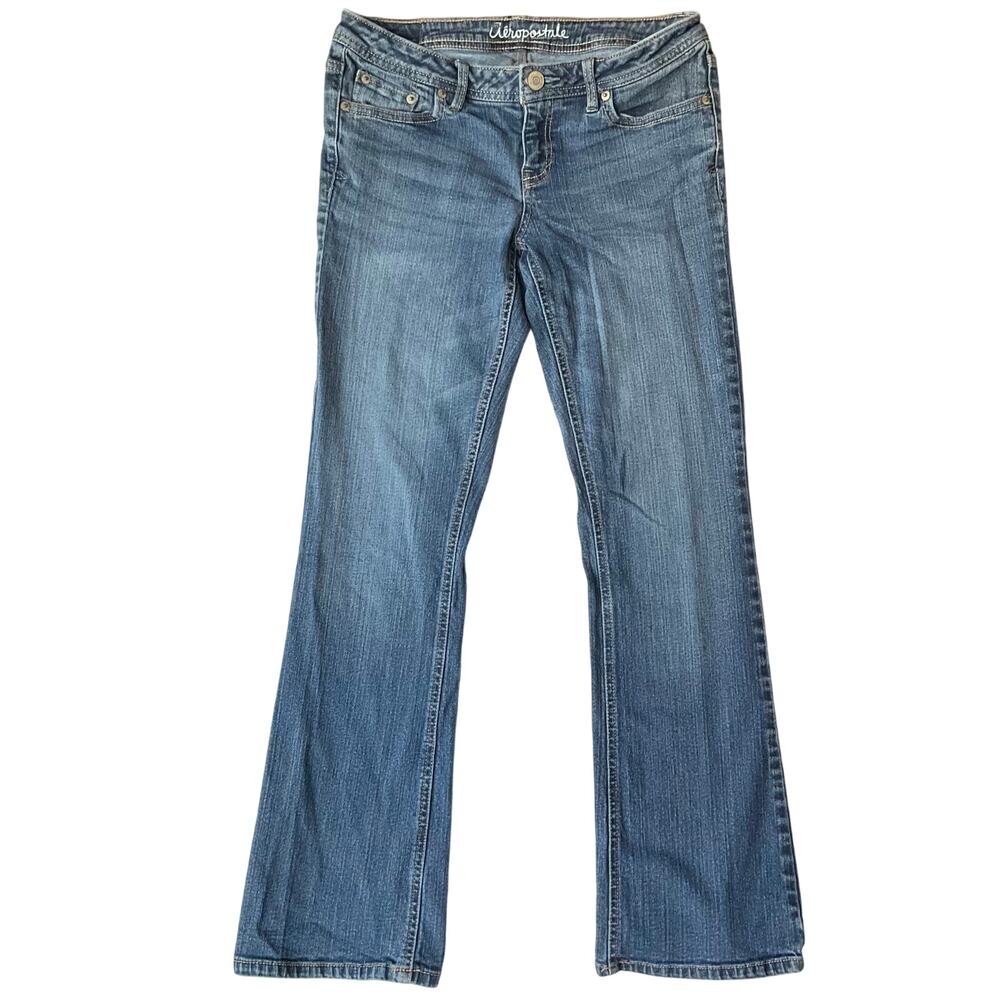 Aeropostale Women Waxed Chelsea Bootcut Denim Flared Jeans size 6 Short, Blue